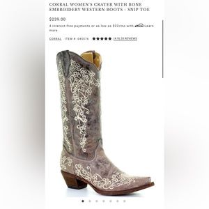 CORRAL WOMEN'S CRATER WITH BONE
EMBROIDERY WESTERN BOOTS - SNIP TOE